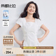 尚都比拉含棉方領溫柔泡泡袖連衣裙女夏季收腰顯瘦A字裙優(yōu)雅氣質(zhì)中長裙