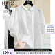絲柏舍刺繡襯衫2025夏裝新款女裝翻領(lǐng)寬松五分袖氣質(zhì)休閑襯衣