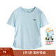 茵曼（INMAN）簡(jiǎn)約抽褶收腰短袖T恤女2025夏季甜美減齡少女休閑繡花上衣 天空藍 XL