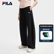 FILA 斐樂官方女士針織長褲2025夏新款時尚簡約休閑寬松香蕉褲 正黑色-BK M 165/66A/M
