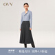 OVV秋冬新款意大利進(jìn)口VBC法蘭絨工字褶收腰羊毛半裙GQDDJ31103A 深灰A3 XL