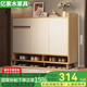 億家木實(shí)木鞋柜家用門口多層收納柜2024新款入戶樓道室內(nèi)玄關(guān)柜簡易鞋架 【實(shí)木3門1抽】嶼山原木色100cm 自行組裝