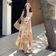 拉夏貝爾（La Chapelle）波西米亞度假風印花無袖連衣裙女2025夏季新款泰式多巴胺浪漫長裙 印花  L （125斤內(nèi)）