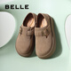 百麗（Belle）趙今麥同款雪頂咖啡勃肯鞋女25春新商場款單鞋D7K1DAM5 卡其色-兩穿勃肯 37 (235mm)