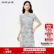 BUOUBUOU竹韻桃花2025春夏新品假兩件高腰網(wǎng)紗刺繡印花連衣裙女 淺綠G40 XL