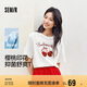 森馬（Semir）涼感T|短袖T恤女抑菌寬松潮流圓領(lǐng)2025夏季櫻桃上衣109325100023