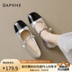 達(dá)芙妮銀色瑪麗珍鞋女款2025春季新款小香風(fēng)單鞋配裙子粗跟小皮鞋