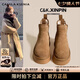 CAMILA KSENIA雪地靴女2025新款冬季短筒棉靴純色厚底增高加絨加厚東北雪地棉鞋 駝色 36