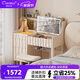 提尼米亞全實(shí)木梳妝臺(tái)臥室奶油風(fēng)現(xiàn)代簡(jiǎn)約小戶型翻蓋書(shū)桌化妝臺(tái)收納柜一體 100cm+凳-白色-FAS級(jí)進(jìn)口全實(shí)木 升級(jí)燈帶款-抽屜在左