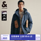 杰克·瓊斯（JACK&JONES）男裝冬季logo膠印寬松休閑百搭防風(fēng)袖口抽繩連帽羽絨服224412035 藍黑E41 XL 185