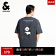 杰克·瓊斯（JACK&JONES）男裝25年棉質涼感短袖T恤男士夏季潮流寬松卡通熊貓印花半袖t恤 E44黑砂色 寬松版，卡碼拍小 L 180