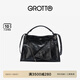 個(gè)樂(lè)翻領(lǐng)包真皮大容量通勤小眾機(jī)車(chē)風(fēng)手提單肩斜挎包禮物 經(jīng)典黑(牛皮) S
