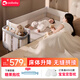coolbaby嬰兒床床體可升降無縫拼接床 一鍵開合多功能便攜寶寶床 米【尊貴款】旗艦+尿布臺+4D床墊