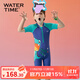 WATERTIME/水川 兒童泳衣男童泳褲泡溫泉短袖平角連體卡通游泳衣深藍6