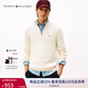 TOMMY HILFIGER【半拉鏈小高領(lǐng)】25新款秋冬男純棉平紋立領(lǐng)商務(wù)休閑針織衫 【休閑合身版】米白色AEF XS （推薦：120斤以下）