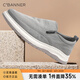 千百度（C.BANNER）男鞋夏季薄款帆布鞋老北京一腳蹬休閑鞋透氣舒適布鞋漁夫鞋男士鞋 灰色 42