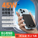 元兔【3C認(rèn)證可上飛機(jī)】45W 自帶線充電寶 雙向快充 磁吸定位10000毫安超輕薄  適用蘋果15-16小米三星 曜石黑|45W磁吸Type-C有線充