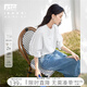 對(duì)白萊賽爾立領(lǐng)襯衫女夏2025新款連身袖襯衣白色簡(jiǎn)約別致中袖上衣 月光白 M