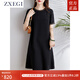 ZXEGI高檔新款真絲連衣裙女夏季清涼透氣百搭黑色小個(gè)子桑蠶絲中長(cháng)裙子 黑色 M