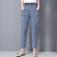 芬伶中老年牛仔褲女2025新款高腰闊腿哈倫蘿卜褲寬松顯瘦媽媽九分褲 1158#淺藍色 L 建議【110-125斤】
