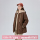 艾萊依（ERAL）冬季新款假兩件羽絨服女連帽寬松時尚保暖棒球服外套 蜜茶棕 M 160【建議110-130斤】