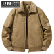 JEEP SPIRIT吉普冬季棉襖工裝飛行員夾克男士加絨加厚棉服保暖休閑棉衣男冬裝 駝色 4XL 【185-200斤】