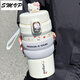 SMVP高顏值雙飲保溫杯女2024新款水杯316不銹鋼學(xué)生隨行便攜咖啡杯子 白色+凱蒂貓貼+KT公仔+5個 500ml