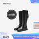 NINE WEST/玖熙長(cháng)筒靴牛皮低跟騎士靴長(cháng)靴女 NG412203CH 黑色(絨里)37