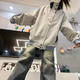 夏蓓朵美式棒球服女2025新款秋季韓系復古條紋休閑寬松學生夾克外套潮 灰色版春秋款 L 建議115-130斤