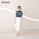 SNIDEL2025春夏新品半高領(lǐng)蝴蝶結印花小飛袖雪紡襯衫SWFB252053 深藍 均碼 (F)