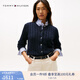 TOMMY HILFIGER【絞花肌理】25新款秋冬女條紋毛衣純色圓領針織開衫 【絞花開衫】藏青色DW5 S （推薦：100-110斤）