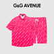 G&G AVENUE 1992法國G&G AVENUE輕奢潮牌休閑字母套裝男沙灘短袖襯衫短褲兩件套女 粉色/Pink S 90-120斤