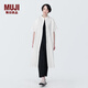 無印良品（MUJI）女式 涼感平紋立領(lǐng)短袖連衣裙裙子長裙襯衫裙開衫外搭涼感物語 白色 M (160/84A)