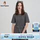 Hush Puppies【氣質(zhì)典雅】暇步士女裝2025夏季新款圓領(lǐng)純色合體連衣裙 霜灰色 L