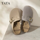 他她（TATA）女鞋2025秋款勃肯鞋外穿包頭厚底單鞋休閑鞋拖鞋4UL01CH5 灰色 37