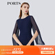 PORTS寶姿春夏新品女裝長袖中長連衣裙 丈青 XS (2)