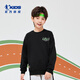 喬丹男女童加絨衛衣兒童冬季長(cháng)袖T恤小孩童裝衣服 黑色140