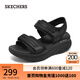 斯凱奇（Skechers）時(shí)尚綁帶女鞋魔術(shù)貼羅馬涼鞋2025新款夏季外穿涼拖鞋軟底沙灘鞋 全黑色/BBK 37