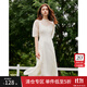 范思藍恩天絲薄紗連衣裙子女夏2024新款設計感萊賽爾短袖12929 香檳色 M