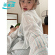 乖米豆IU春日士防曬衣女款襯衫外套夏白色條紋薄款寬松雪紡長(cháng)袖襯衣上衣 高級白 M 建議95-105斤