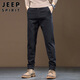 JEEP SPIRIT吉普休閑褲男直筒秋冬季褲子男士商務(wù)修身彈力長褲 黑色 32
