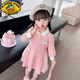 G.duck女童春秋裝長(cháng)袖連衣裙秋季寶寶洋氣翻領(lǐng)公主裙兒童時(shí)髦Polo裙子潮 粉色 120 cm