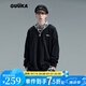 古由卡（GUUKA）潮牌格紋拼接休閑衛(wèi)衣男中長(zhǎng)款25春秋學(xué)生嘻哈繡花假兩件運(yùn)動(dòng)寬松 黑色 L