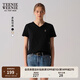 Teenie Weenie小熊T恤女2025年春夏新款基礎(chǔ)V領(lǐng)寬松短袖T恤上衣女 黑色 L 170