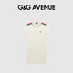 G&G AVENUE 1992法國G&G AVENUE輕奢潮牌夏季女款字母刺繡翻領(lǐng)POLO連衣裙條紋裙子 杏色/Apricot L