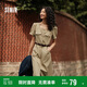 森馬連衣裙女小方領(lǐng)開(kāi)叉長(zhǎng)裙夏法式優(yōu)雅格調(diào)工裝裙101324114048