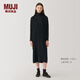 無印良品（MUJI）Labo 女式 雙面針織連衣裙 女裝長裙子秋冬季 AF00MA4A 黑色 M (160/84A)