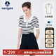 Navigare意大利小帆船女士翻領(lǐng)條紋針織短袖T恤2324524509 科技白/黑 L 