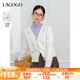 lagogo溫柔親膚顯瘦毛針織衫女拉谷谷春秋新款舒適百搭v領(lǐng)開衫 米白色(V2) L