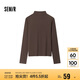 森馬（Semir）長袖T恤女半高領吸濕發(fā)熱抗菌2024冬緊身抓絨打底衫109724101001